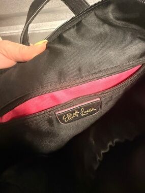 Elliott Lucca Black Tote with Pink Interior